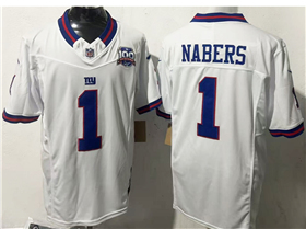 New York Giants #1 Malik Nabers White Color Rush Vapor F.U.S.E. Limited Jersey