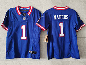 New York Giants #1 Malik Nabers Youth Royal Classic Vapor F.U.S.E. Limited Jersey