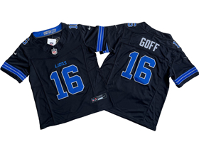 Detroit Lions #16 Jared Goff Youth 2024 Black Vapor F.U.S.E. Limited Jersey