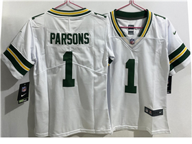 Green Bay Packers #1 Micah Parsons Youth White Vapor Limited Jersey