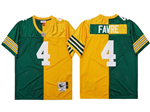 Green Bay Packers #4 Brett Favre 1996 Throwback Split Green/Gold Jersey