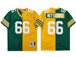 Green Bay Packers #66 Ray Nitschke 1969 Throwback Split Green/Gold Jersey