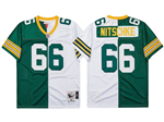 Green Bay Packers #66 Ray Nitschke 1969 Throwback Split Green/White Jersey