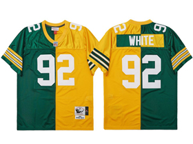 Green Bay Packers #92 Reggie Gold 1996 Throwback Split Green/Gold Jersey