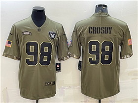 Las Vegas Raiders #98 Maxx Crosby 2022 Olive Salute To Service Limited Jersey