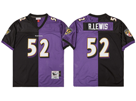 Baltimore Ravens #52 Ray Lewis 2000 Throwback Split Black/Purple Jersey