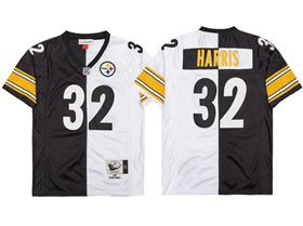 Pittsburgh Steelers #32 Franco Harris Throwback Split Black/White Jersey