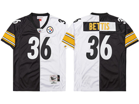 Pittsburgh Steelers #36 Jerome Bettis Throwback Split Black/White Jersey