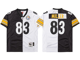 Pittsburgh Steelers #83 Heath Miller Throwback Split Black/White Jersey