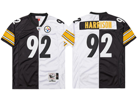 Pittsburgh Steelers #92 James Harrison Throwback Split Black/White Jersey