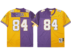 Minnesota Vikings #84 Randy Moss 2000 Throwback Split Purple/Gold Jersey