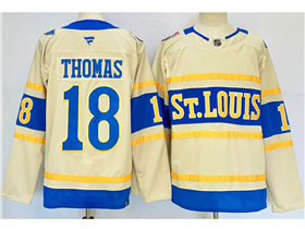 St. Louis Blues #18 Robert Thomas Cream 2025 Winter Classic Jersey