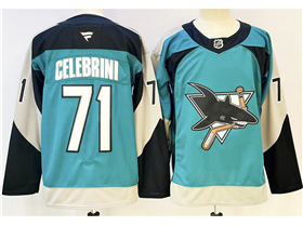 San Jose Sharks #71 Macklin Celebrini 2025-26 Throwback Teal Jersey