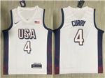 2024 Olympic Team USA #4 Stephen Curry White Basketball Jersey