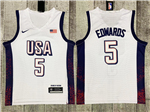 2024 Olympic Team USA #5 Anthony Edwards White Basketball Jersey