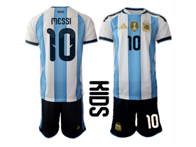 Argentina 2026 Youth Home Blue/White Soccer Jersey with #10 Messi printing