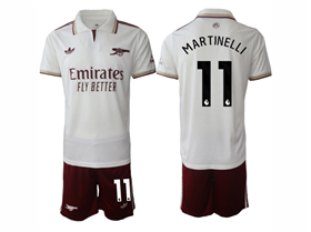 Arsenal F.C. 2025/26 Third White Soccer Jersey with #11 MARTINELLI Printing
