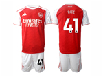 Arsenal F.C. 2025/26 Home Red Soccer Jersey with #41 Rice Printing