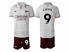 Arsenal F.C. 2025/26 Third White Soccer Jersey with #9 G.JESUS Printing