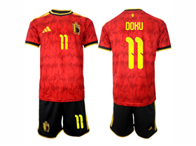 Belgium 2026 Home Red Soccer with #11 Doku Printing