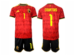 Belgium 2026 Home Red Soccer with #1 Courtois  Printing