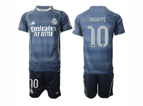Real Madrid CF 2025/26 Away Navy Soccer Jersey with #10 Mbappé Printing