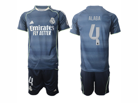 Real Madrid CF 2025/26 Away Navy Soccer Jersey with #4 Alaba Printing