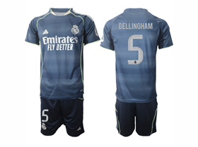 Real Madrid CF 2025/26 Away Navy Soccer Jersey with #5 Bellingham Printing