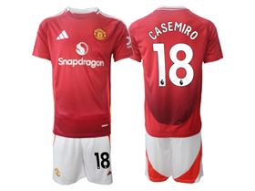 Manchester United F.C. 2024/25 Home Red Soccer Jersey with #18 Casemiro Printing