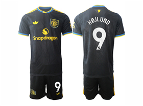 Manchester United F.C. 2025/26 3rd Black Soccer Jersey with #9 Højlund Printing