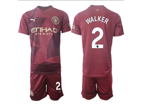 Manchester City F.C. 2024/25 3rd Maroon Soccer Jersey with #2 Walker Printing