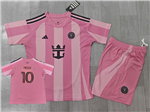 Inter Miami CF 2025 Youth Home Pink Soccer Jersey with #10 Messi Printing