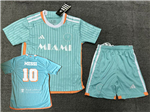 Inter Miami CF Youth 2024 Third Away Aqua Soccer Jersey with #10 Messi Printing
