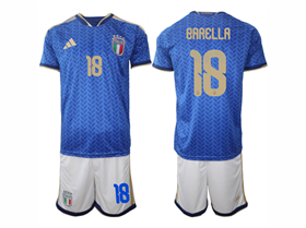 Italy 2026 Home Blue Soccer Jersey with #18 Barella Printing
