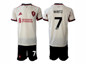 Liverpool F.C. 2025/26 Away White Soccer Jersey with #7 Wirtz Printing