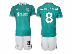 Liverpool F.C. 2025/26 Third Green Soccer Jersey with #8 Szoboszlai Printing