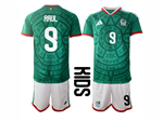 Mexico 2026 Youth Home Green Soccer Jersey with #9 Raul Printing
