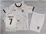 Portugal 2025 Youth Away White Soccer Jersey with #7 Ronaldo Printing