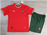 Portugal 2025 Youth Home Red Soccer Jersey