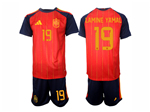 Spain 2026 Home Red Soccer Jersey with #19 Lamine Yamal Printing