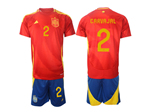 Spain 2024 Home Red Soccer Jersey with #2 Carvajal Printing