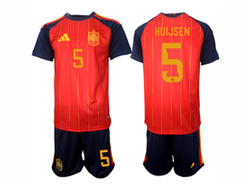 Spain 2026 Home Red Soccer Jersey with #5 Huijsen Printing